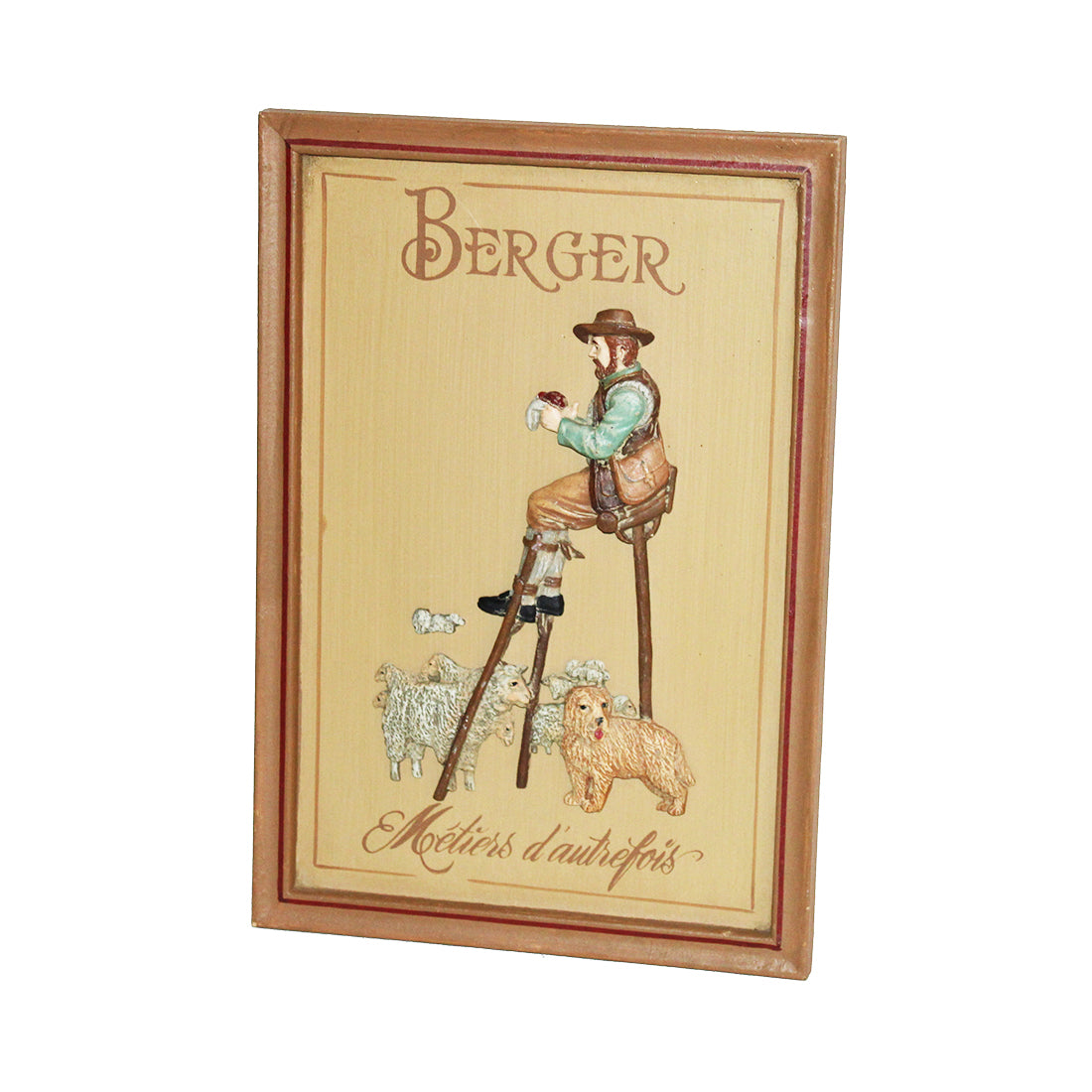Tableau Mural Vintage Country Corner - Téléphone Rouge, Bois, Relief