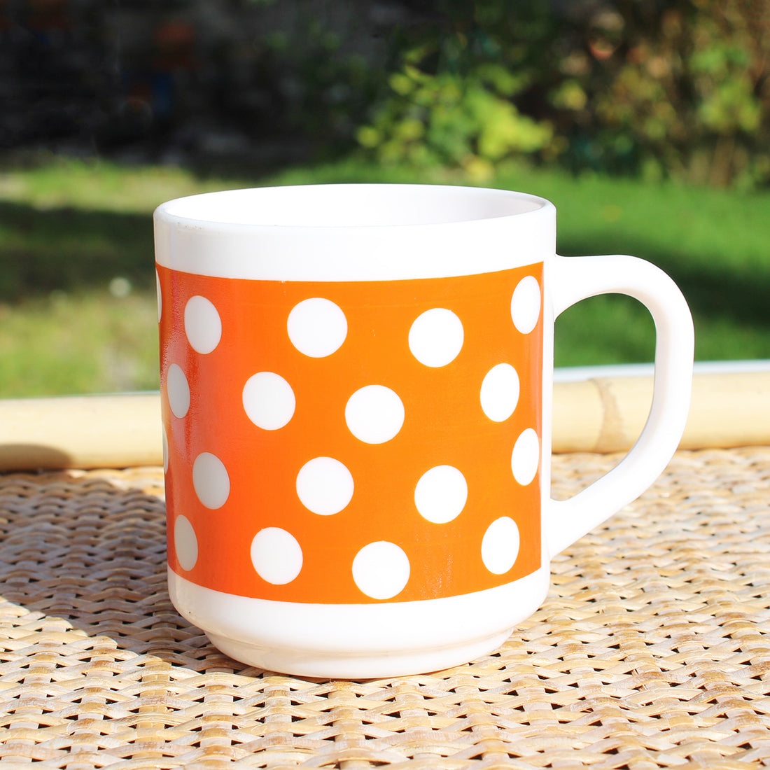 Lot De 9 Tasses à Café Arcopal Vintage (Orange, Bleu, Corail, Blanc) - Design Bicolore Verre