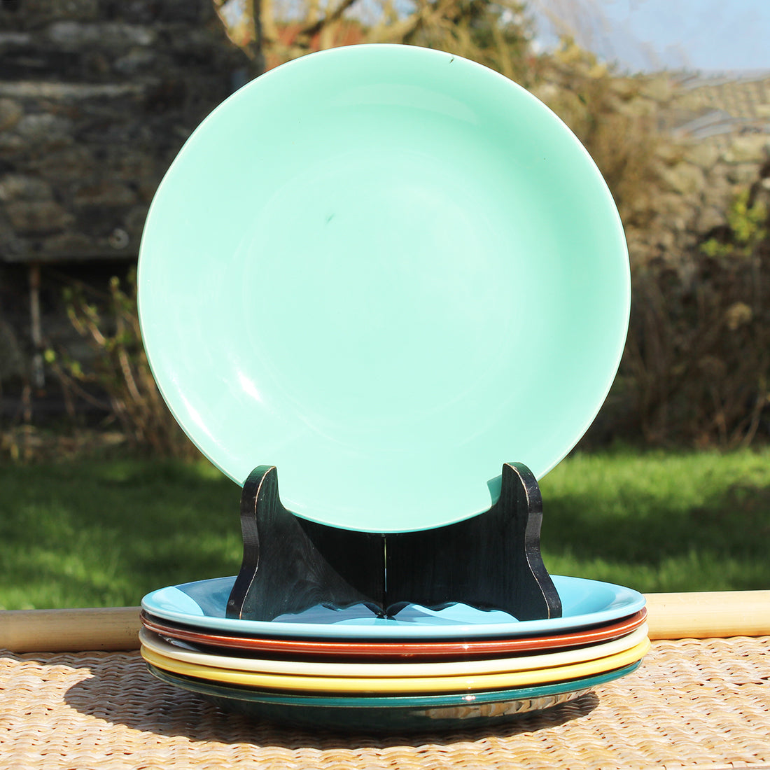 LOT DE 6 assiettes plates anciennes en faïence de Salins Avril ø 23 cm