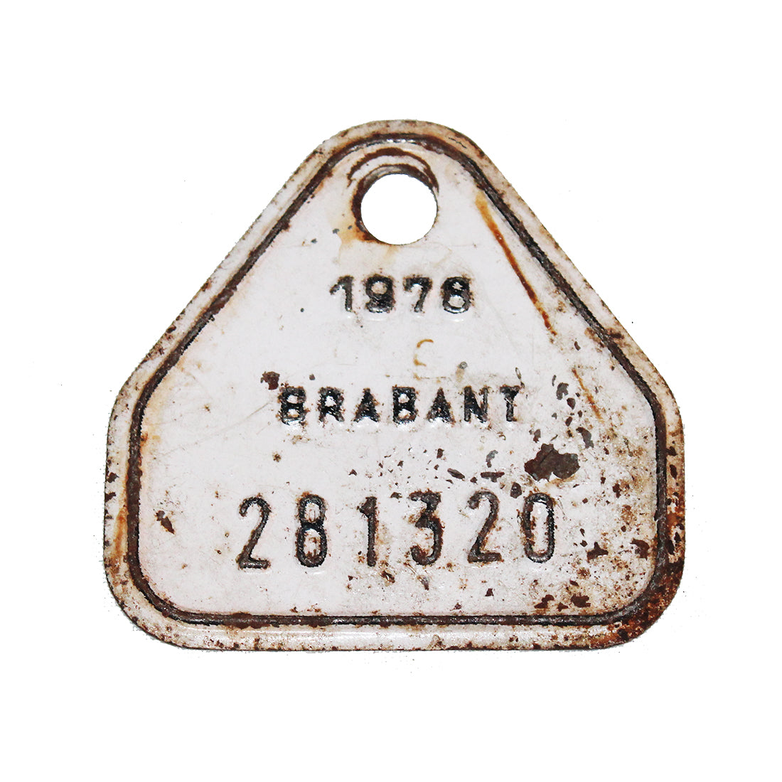 Plaque D'immatriculation Vélo Vintage Métal Gaufré - Brabant, Années 1950, Occasion Collection