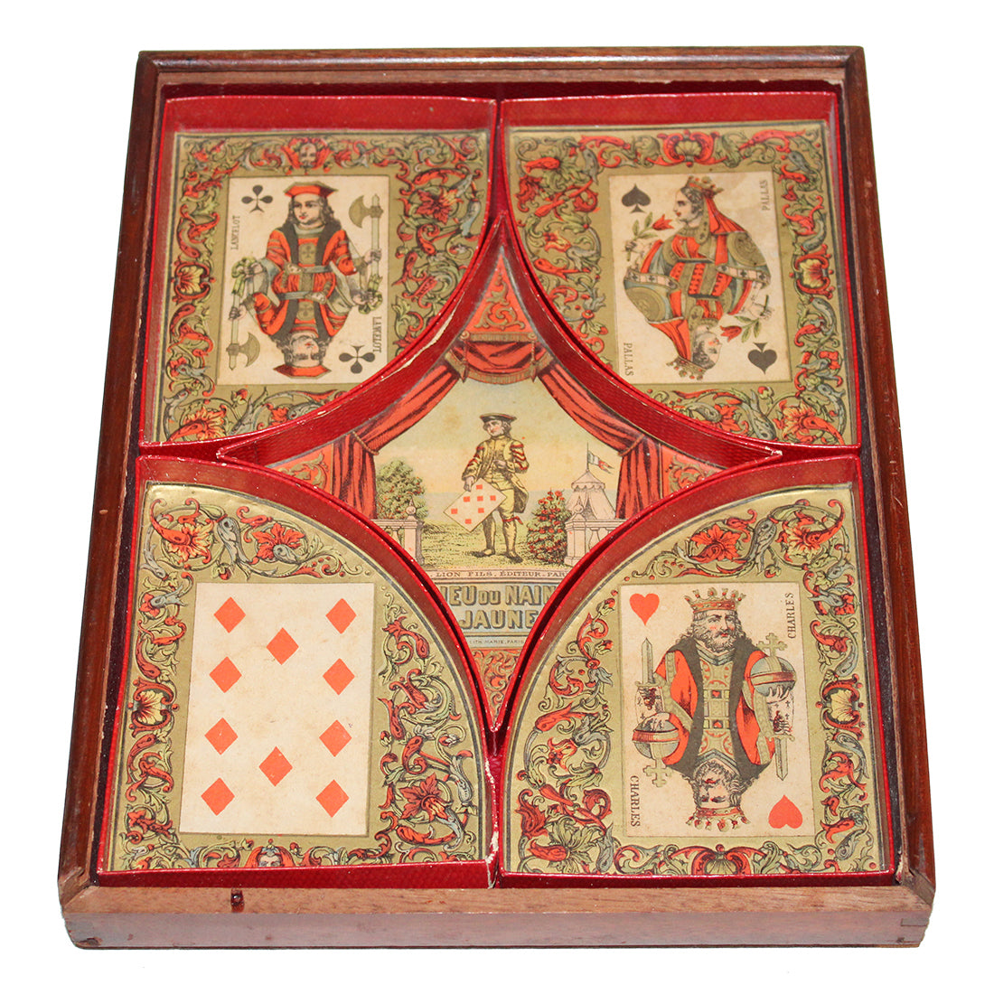 Ancien coffret en bois- jeu Nain jaune Marron Bois/Verre Ancien coffret en bois- jeu Nain jaune Marron Bois/Verre