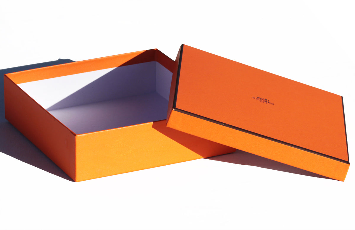 Boîte Carton Vide HERMES Orange - Dimensions 7.7x7.7x4.3 Cm - Occasion