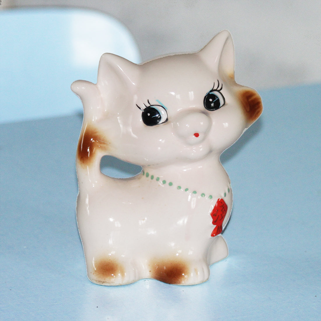 Tirelire chat vintage en céramique chinoise années 1970 – La Roue du Passé