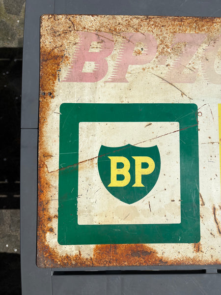 Plaque publicitaire ancienne BP-ZOOM – tôle lithographiée double face