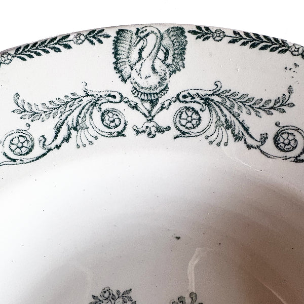 Lot de 6 assiettes creuses anciennes K&G Lunéville – modèle Compiègne, décor vert