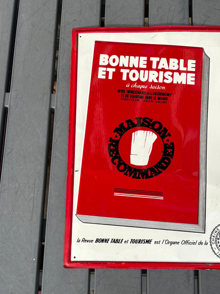 Plaque lithographiée publicitaire ancienne « Bonne Table et Tourisme » – Chaîne des Rôtisseurs