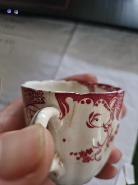 Ancienne tasse à café + soucoupe en porcelaine semi opaque