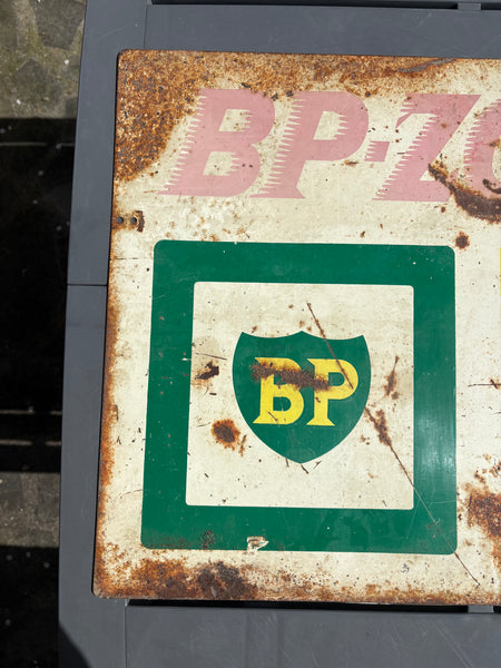 Plaque publicitaire ancienne BP-ZOOM – tôle lithographiée double face