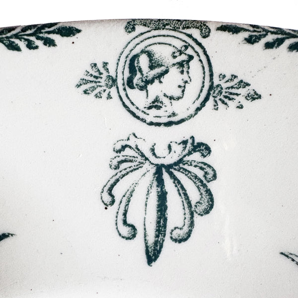 Lot de 6 assiettes creuses anciennes K&G Lunéville – modèle Compiègne, décor vert