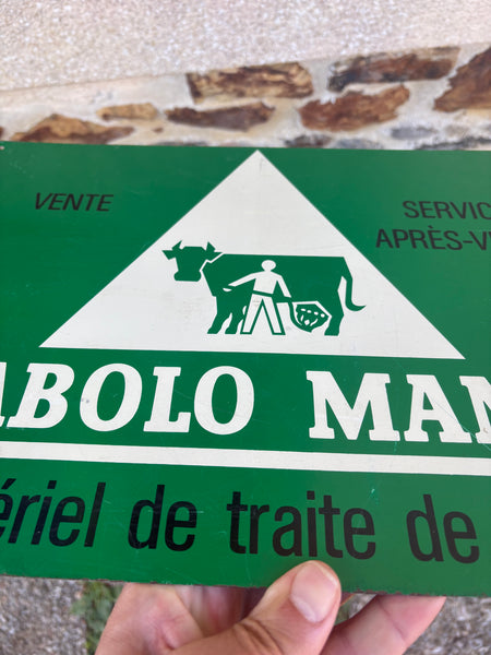 Plaque publicitaire ancienne Diabolo Manus – tôle lithographiée – matériel de traite - Agriculture