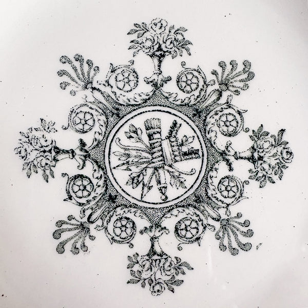 Lot de 6 assiettes creuses anciennes K&G Lunéville – modèle Compiègne, décor vert