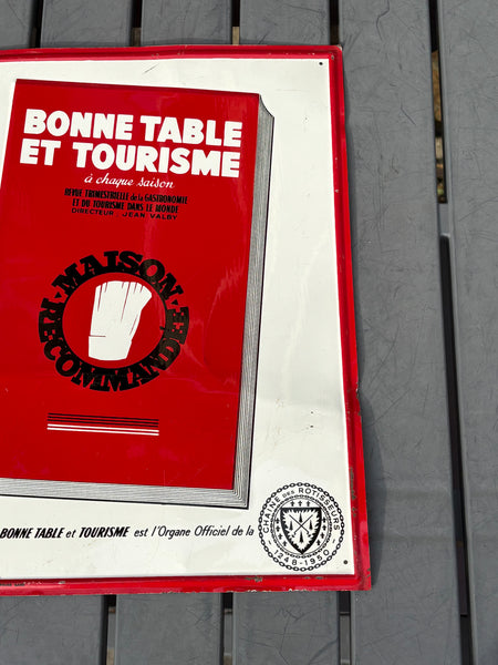 Plaque lithographiée publicitaire ancienne « Bonne Table et Tourisme » – Chaîne des Rôtisseurs