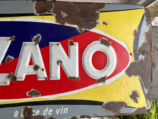 Plaque publicitaire émaillée Cinzano ancienne – Années 1950 – 75,5 cm x 30 cm