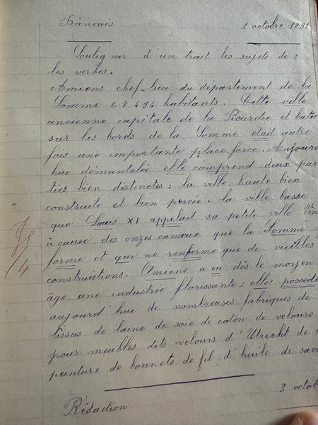 Ancien cahier d’école / d’écolier « Cahier de Devoirs » – Cuelle Joseph, 1891