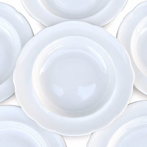 Lot de 6 assiettes creuses anciennes Pyroblan Sarreguemines – Porcelaine hôtelière vitrifiée