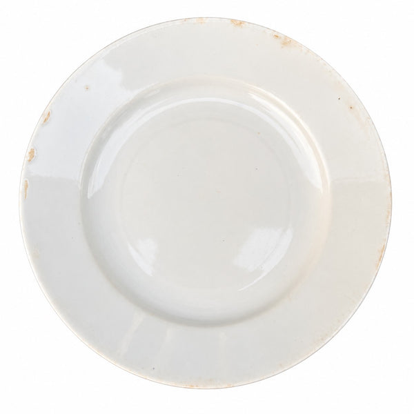Ancienne assiette plate blanche en faïence de Creil et Montereau – B & Cie Déposé (1876-1884) – Diamètre 21,2 cm