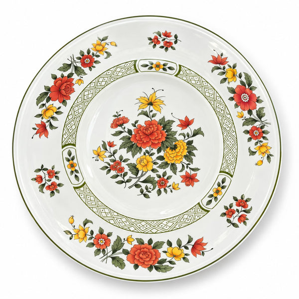 Paire de grandes assiettes de présentation Villeroy & Boch Summerday en vitro-porcelaine à décor floral