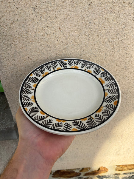 Lot de 4 assiettes à dessert anciennes KG Lunéville modèle Mimosa – Décor Art Déco