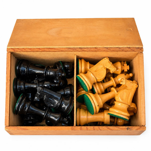 Grand jeu d’échecs vintage en bois, roi de 10,5 cm, possible Lardy, avec boîte de rangement