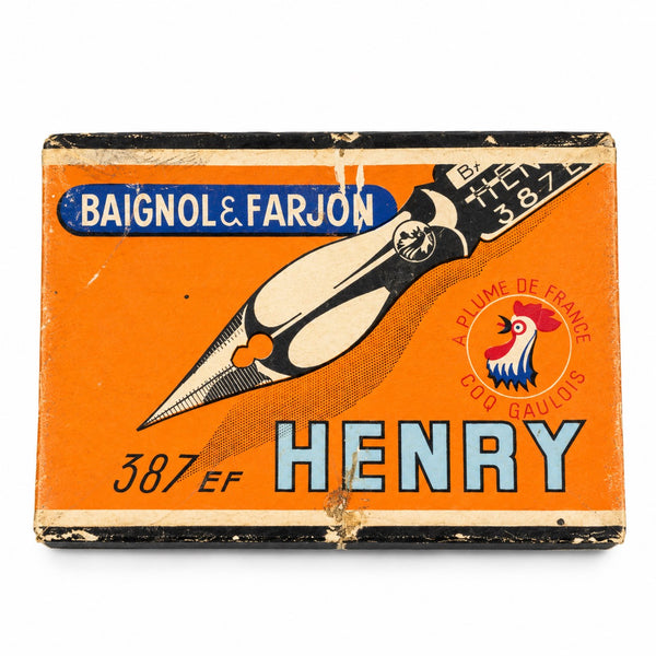 Boîte ancienne de plumes Baignol & Farjon, modèle Henry 387 EF