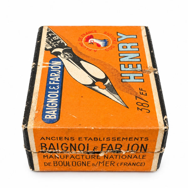 Boîte ancienne de plumes Baignol & Farjon, modèle Henry 387 EF