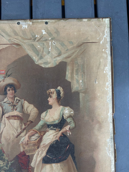 Ancienne affiche publicitaire sur carton en chromolithographie Savon Le Chat – Fin XIXᵉ siècle