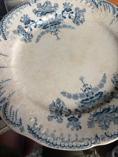 Lot de 6 assiettes plates anciennes patinées Saint-Amand et Hamage « Régence »