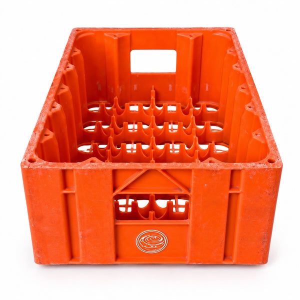 Caisse / casier à bouteilles Orangina vintage en plastique orange Allibert – 1984