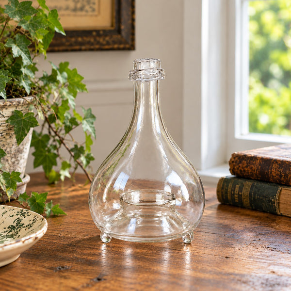 Ancien gobe-mouche en verre soufflé transparent – Fin XIXe / Début XXe siècle