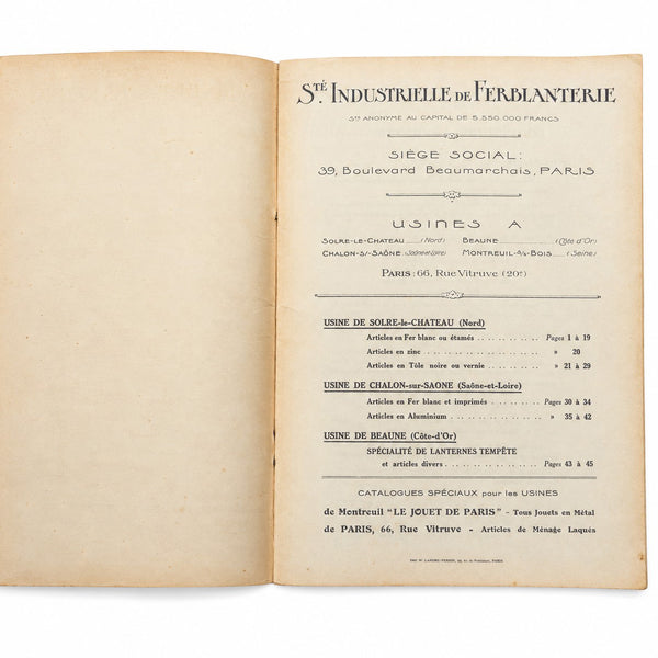 Catalogue ancien Société Industrielle de Ferblanterie S.I.F. – Articles de ménage – Février 1933