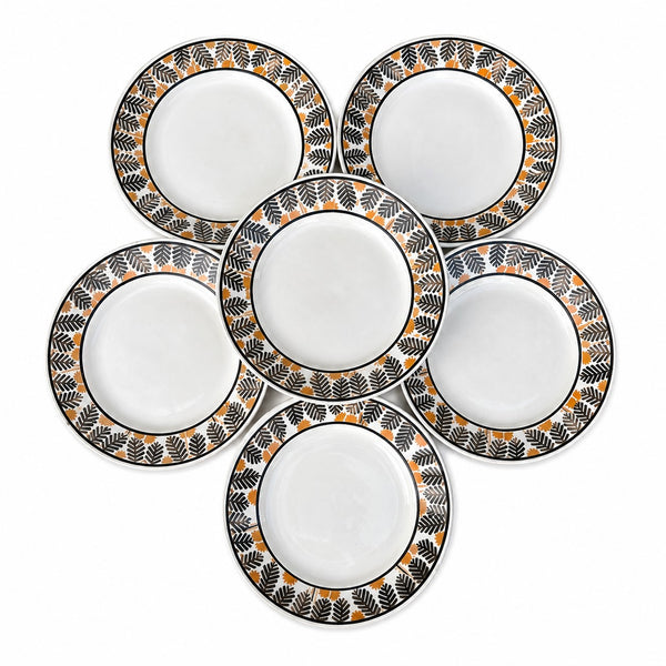 Lot de 6 assiettes plates anciennes KG Lunéville modèle Mimosa – Décor Art Déco