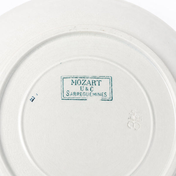 Lot de 3 assiettes plates en faïence Sarreguemines U&C « Mozart » à décor floral bleu