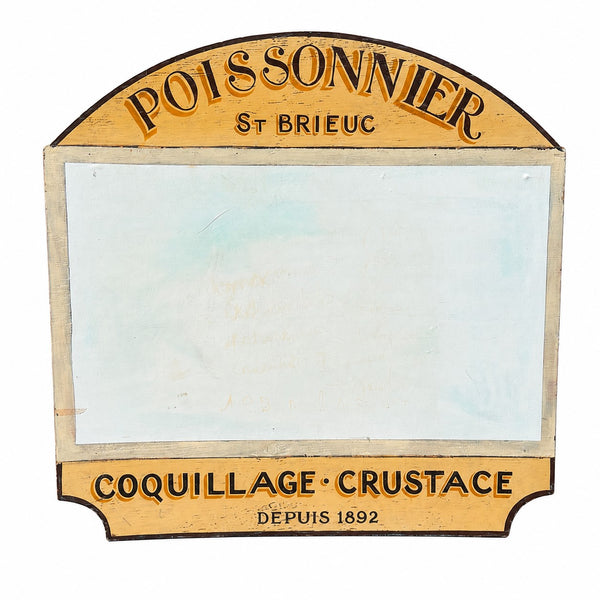 Panneau d'affichage vintage Poissonnier Saint-Brieuc en bois peint, années 1990-2000