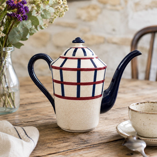 Cafetière / verseuse à café HBCM Creil & Montereau “Béarn” en faïence craquelée