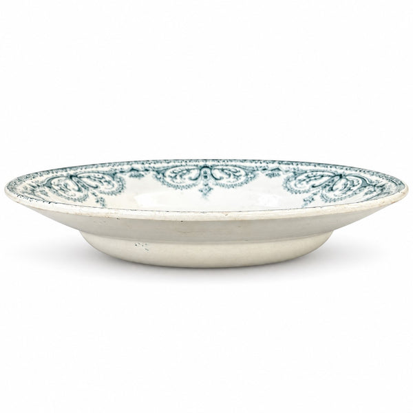 Lot de 6 assiettes creuses anciennes Sarreguemines en Terre de Fer « Au Planteur de Caïffa » – Modèle Guirlande