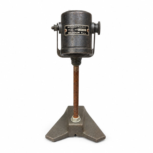Microphone ancien Mélodium Mélodynamic 75A fin des années 1940 – début des années 1950