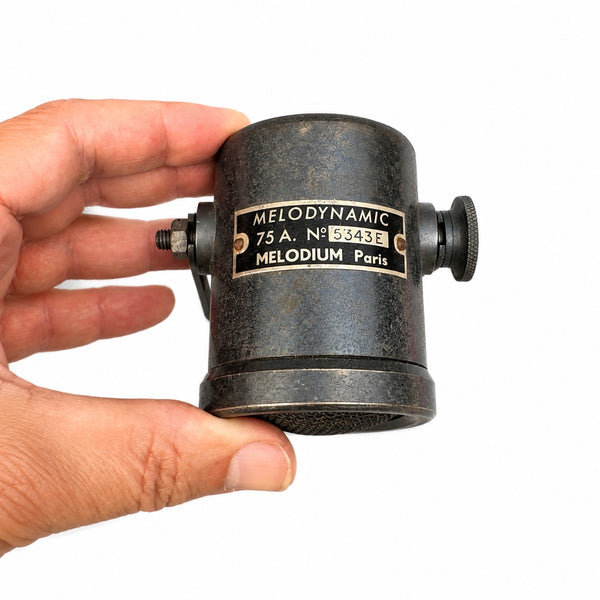 Microphone ancien Mélodium Mélodynamic 75A fin des années 1940 – début des années 1950