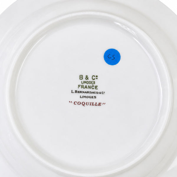Lot de 6 assiettes creuses en porcelaine de Limoges Bernardaud modèle « Coquille » – Décor doré