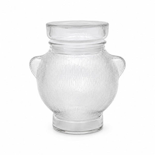 Bocal / pot à bonbons vintage en verre moulé en forme de tête d’ourson
