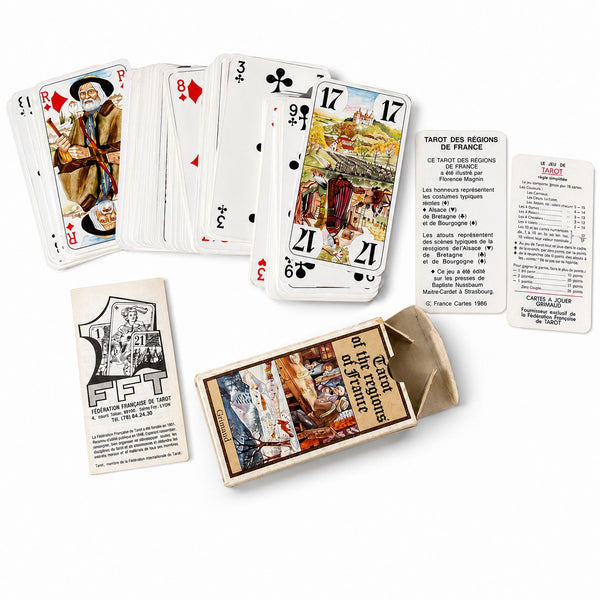 Tarot des Régions de France Grimaud – Jeu de tarot vintage 1986 – 78 cartes avec livret