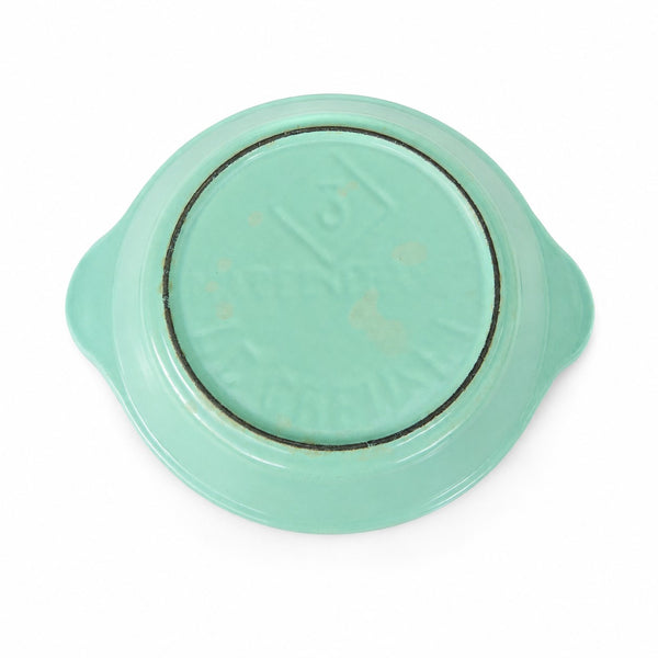 Plat à œufs ancien Le Creuset n°3 en fonte émaillée turquoise