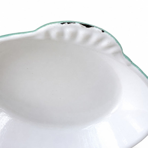 Plat à œufs ancien Le Creuset n°3 en fonte émaillée turquoise