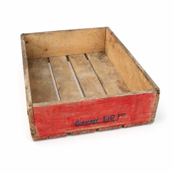 Petite caisse d'épicerie ancienne en bois PREVAL – Consigne 150 Fcs