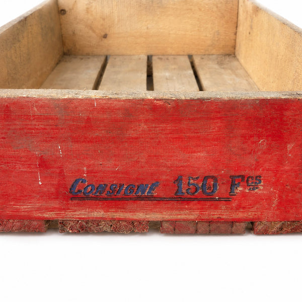 Petite caisse d'épicerie ancienne en bois PREVAL – Consigne 150 Fcs