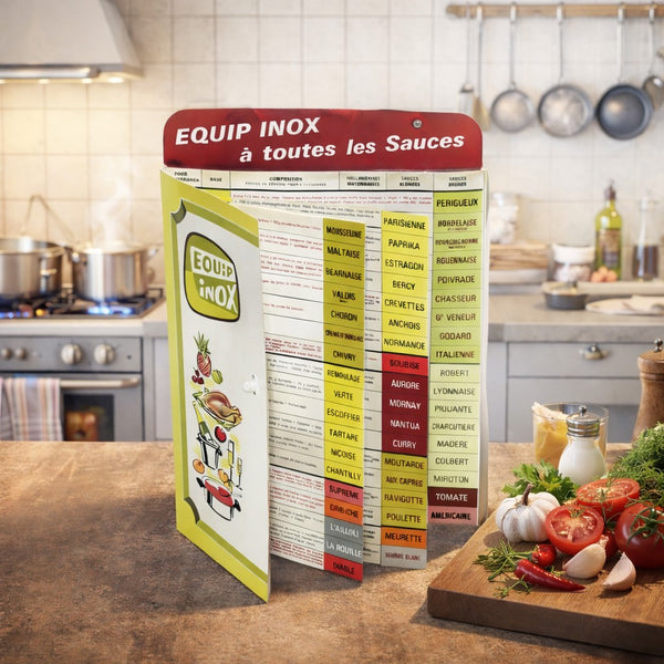 Répertoire gastronomique des sauces - Présentoir publicitaire EQUIP INOX vintage