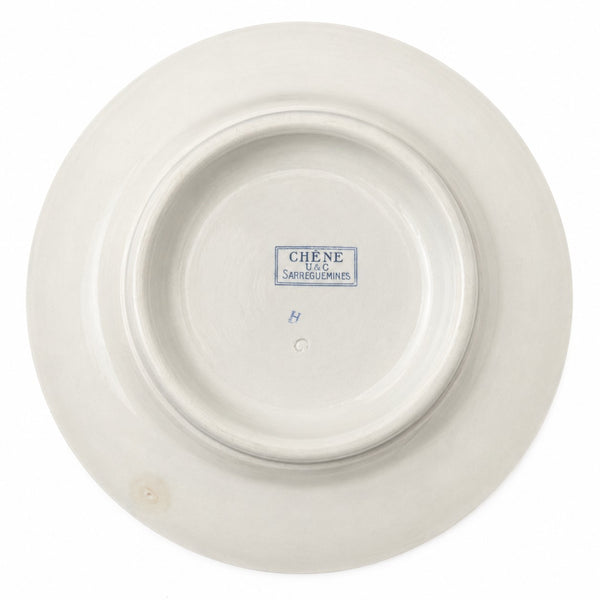 Assiette montée ancienne en faïence U&C Sarreguemines modèle « Chêne »