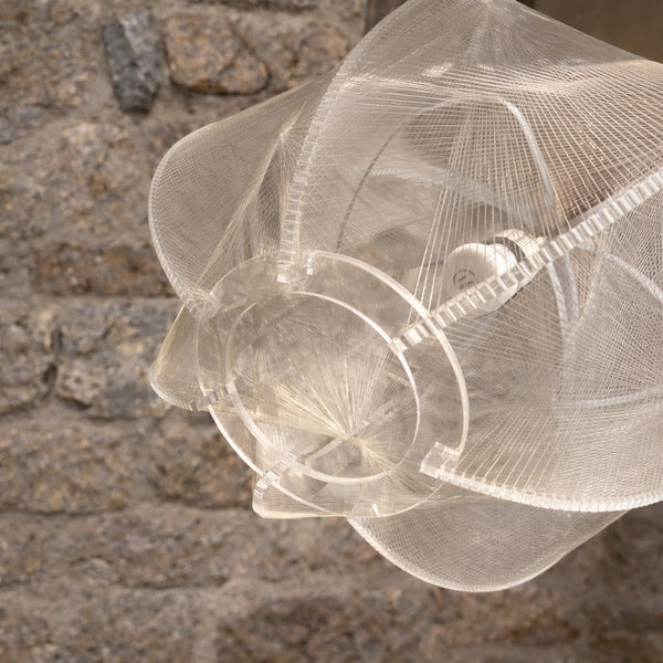Suspension vintage en Perspex et fils de nylon attribuée à Paul Secon pour Sompex – design Space Age années 70
