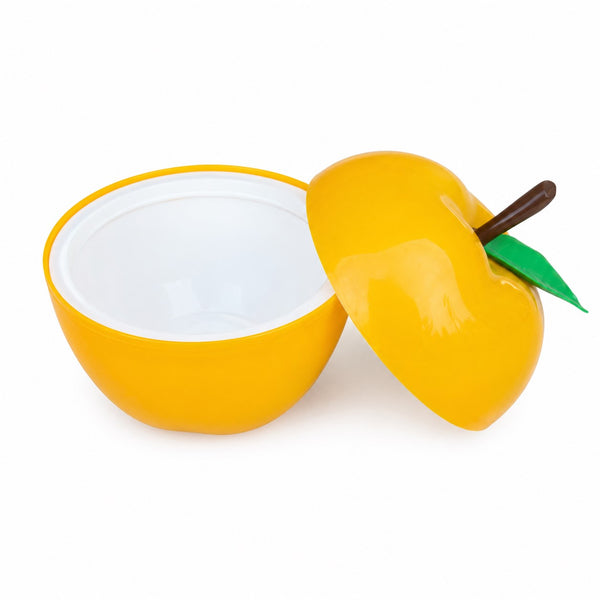 Seau à glaçons vintage en plastique jaune foncé en forme de pomme avec couvercle