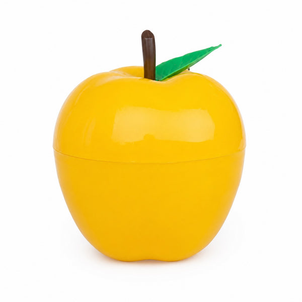 Seau à glaçons vintage en plastique jaune foncé en forme de pomme avec couvercle