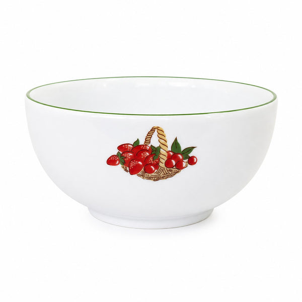 Ancien bol Guy Degrenne en porcelaine fine décor panier de fraises et cerises